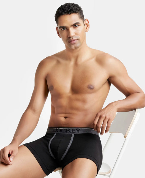 Jockey Cotton Rib Solid Trunk with Ultrasoft Waistband | Black