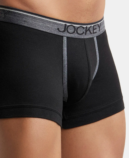 Jockey Cotton Rib Solid Trunk with Ultrasoft Waistband | Black