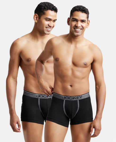 Jockey Cotton Rib Solid Trunk | Black 2 Pack