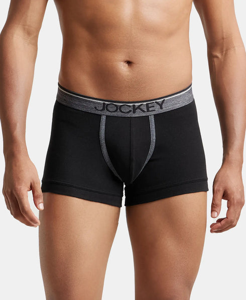 Jockey Cotton Rib Solid Trunk | Black 2 Pack