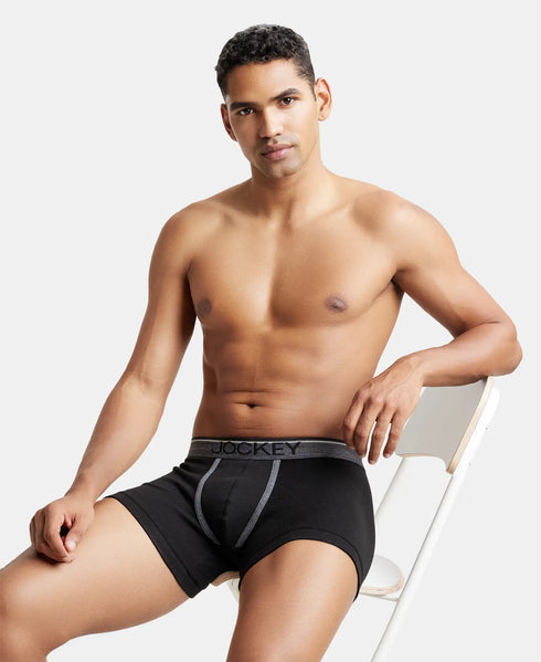Jockey Cotton Rib Solid Trunk | Black 2 Pack