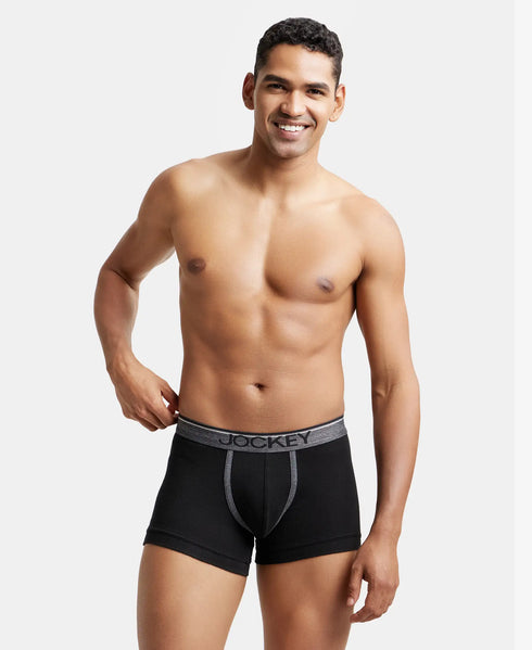 Jockey Cotton Rib Solid Trunk | Black 2 Pack