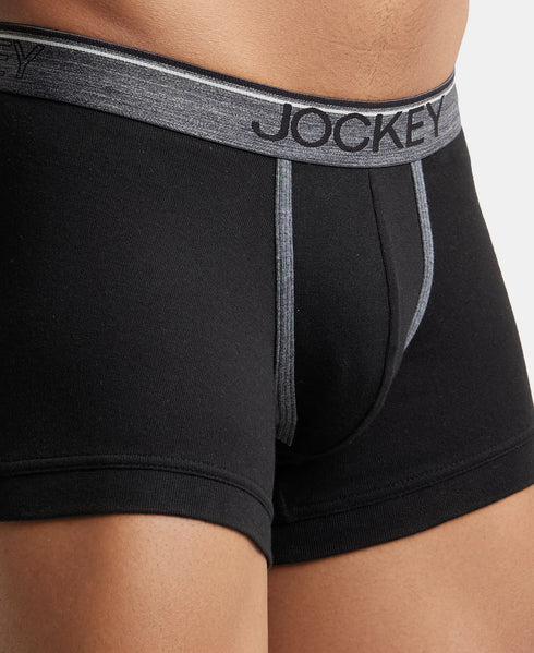 Jockey Cotton Rib Solid Trunk | Black 2 Pack