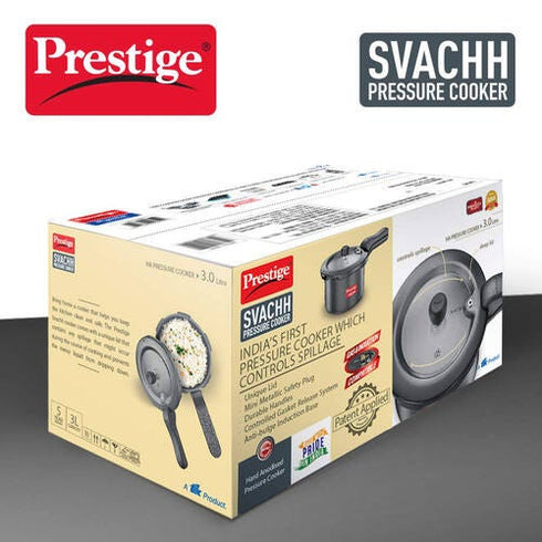Prestige Svachh Hard Anodised Spillage Control Pressure Cooker 3 L Black