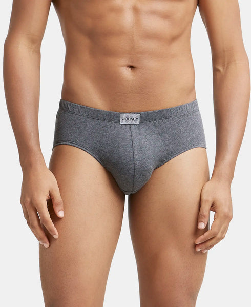 Jockey Cotton Solid Brief with Ultrasoft Concealed Waistband | Charcoal Melange