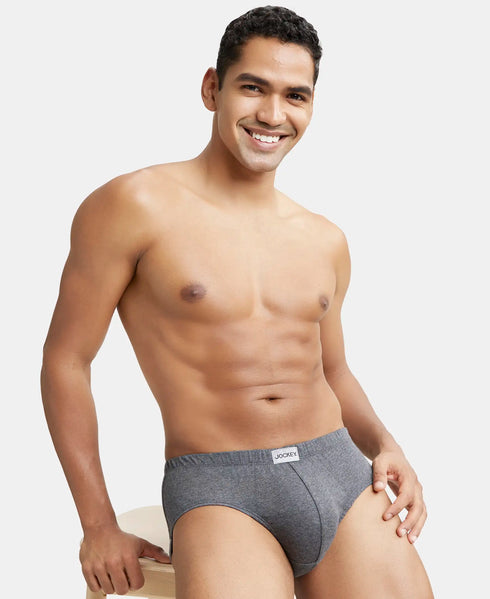 Jockey Cotton Solid Brief with Ultrasoft Concealed Waistband | Charcoal Melange