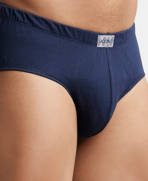 Jockey Cotton Solid Brief with Ultrasoft Concealed Waistband | Deep Navy | Pack of 2