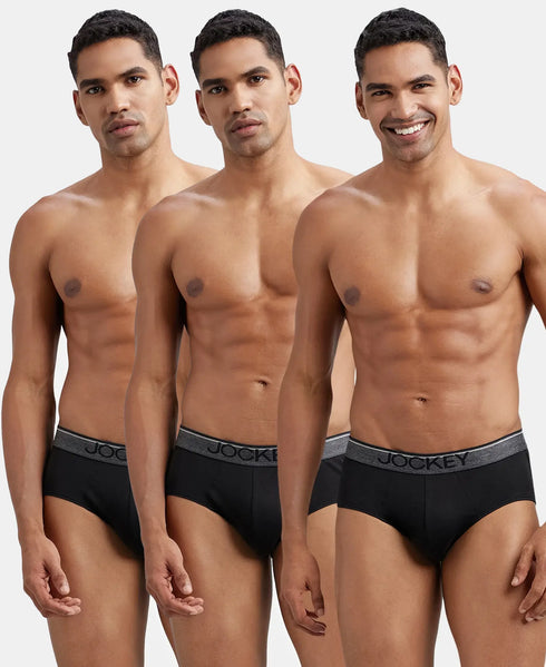Jockey Cotton Solid Brief with Ultrasoft Waistband | Black | Pack of 3