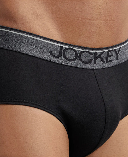 Jockey Cotton Solid Brief with Ultrasoft Waistband | Black | Pack of 2