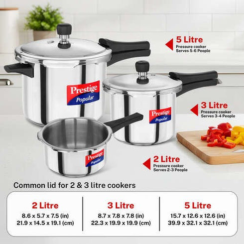 Prestige Stainless Steel Pressure Cooker 4.5 L Combo