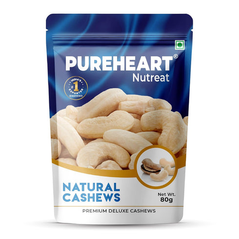 PUREHEART Nutreat Natural Cashews Premium Whole Crunchy & Delicious Cashewnuts/Kaju/Dry Fruit