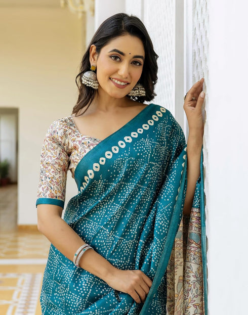 Vasthrlay Bandhani Printed Unstitched Wine Saree