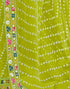 Vasthrlay Georgette Bandhani Lime Green Saree With Unstitched Blouse Piece