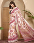 Vasthrlay Womens Printed Pink Saree With Unstitched Blouse Piece