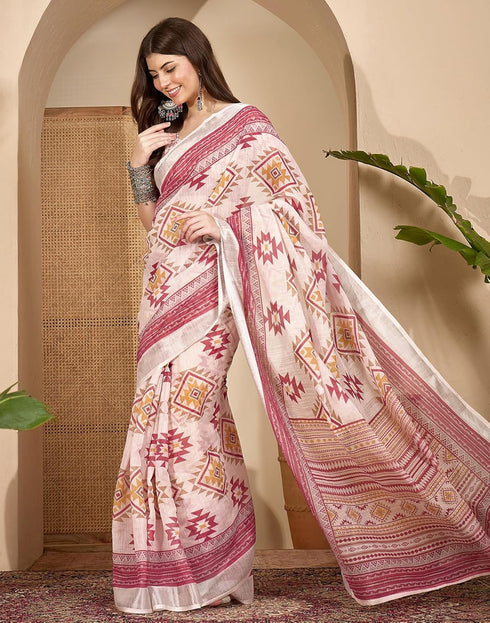Vasthrlay Womens Printed Unstitched Purple Saree