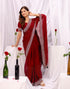 Vasthrlay Chiffon Scalloped Unstitched Maroon Saree