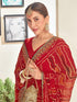 Vasthrlay Georgette Embroidery Unstitched Red Saree