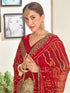 Vasthrlay Georgette Embroidery Printed Sequence Embroidery Red Saree With Unstitched Blouse Piece