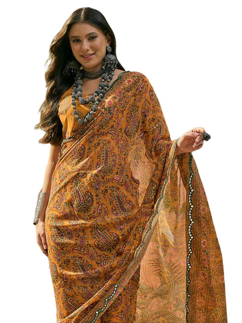 Vasthrlay Georgette Printed Blue Saree