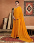 Vasthrlay Georgette Embroidery Yellow Saree With Unstitched Blouse Piece