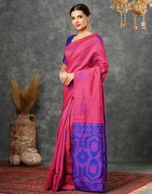 Vasthrlay Banarasi Jacquard Unstitched Teal Saree