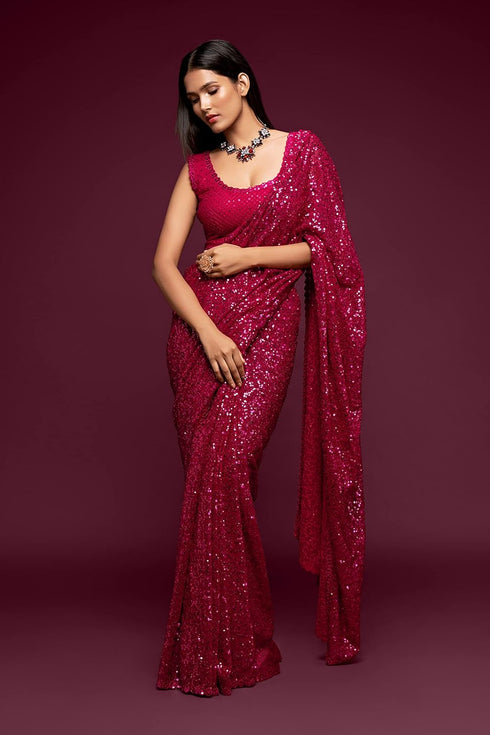 Vasthrlay Georgette Sequins Blouse Ethnic Wear