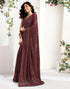 Vasthrlay Georgette Printed Maroon Saree With Unstitched Blouse Piece