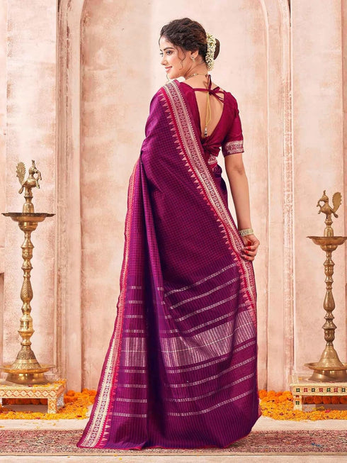 Vasthrlay Kanjivaram Weaving Unstitched Coffee Brown Saree