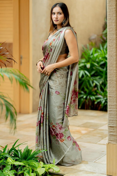 Vasthrlay Fashion Chiffon Printed Dusty Ethnic Wear