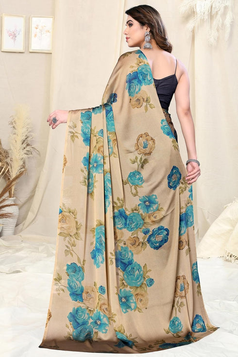 Vasthrlay Fashion Chiffon Printed Grey Ethnic Wear