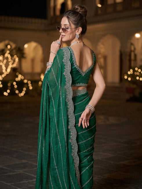 Vasthrlay Blue Embroidery Saree