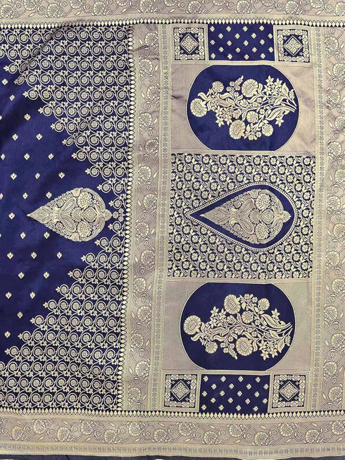 Vasthrlay Jacquard Blue Saree
