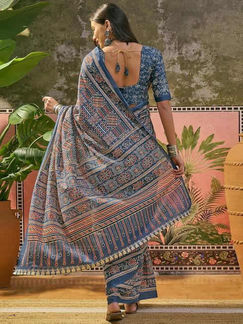 Vasthrlay Printed Yellow Saree