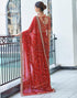 Vasthrlay Embroidery Georgette Red2 Saree With Unstitched Blouse Piece