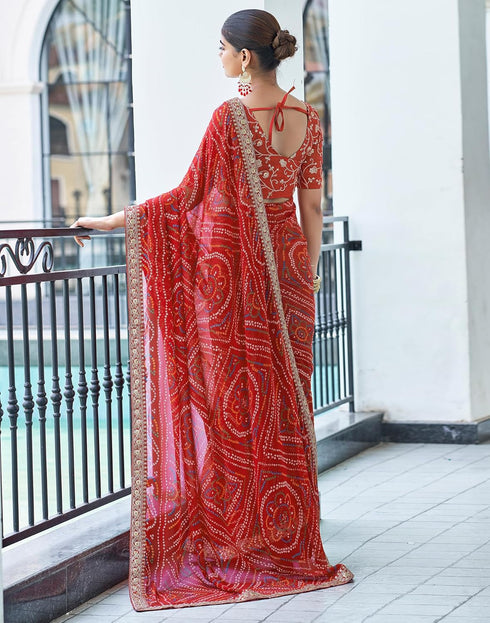 Vasthrlay Embroidery Georgette Unstitched Sky Blue Saree