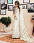 Vasthrlay Printed Striped Unstitched Peach Saree