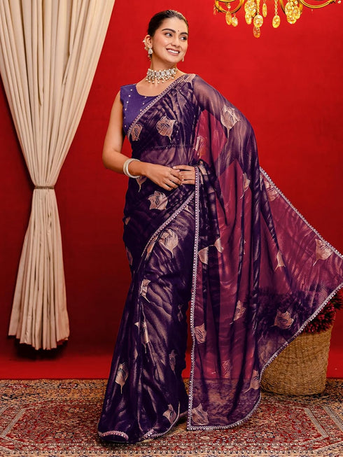 Vasthrlay Georgette Printed Dark Saree