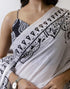 Vasthrlay Special Printed White Saree With Unstitched Blouse Piece