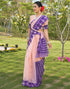 Vasthrlay Womens Printed Unstitched Peach Saree
