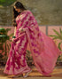 Vasthrlay Kanjivaram Jacquard Unstitched Pink Saree