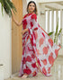 Vasthrlay Chiffon Blouse Red Saree With Unstitched Blouse Piece