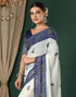 Vasthrlay Georgette Bandhani Unstitched White Saree