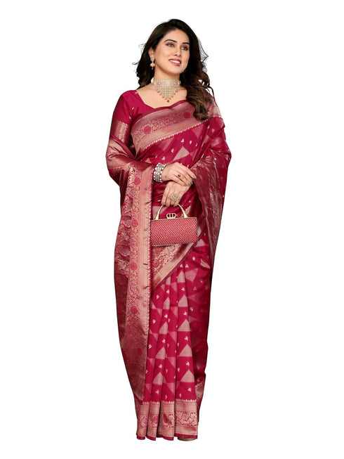 VasthrlayKanjeevaram Silk Unstitched Rani Dark Ethnic Wear