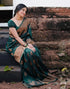Vasthrlay Banarasi Jacquard Unstitched Dark Green Saree