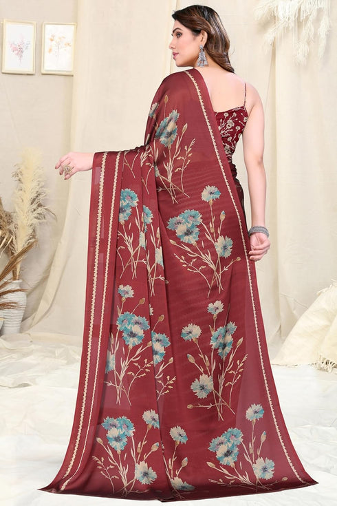 Vasthrlay Fashion Chiffon Printed Grey Ethnic Wear