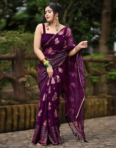 Vasthrlay Georgette Printed Unstitched Red Saree