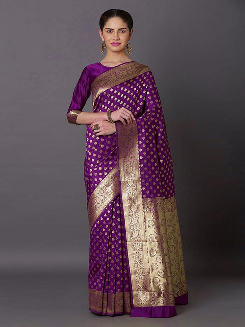 Vasthrlay Jacquard Unstitch Purple Ethnic Wear