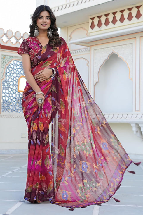 Vasthrlay Fashion Georgette Geometric Printed Ethnic Wear