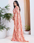 Vasthrlay Georgette Printed Peach Saree With Unstitched Blouse Piece