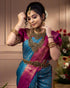 Vasthrlay Blue Kanjivaram Unstitched Saree